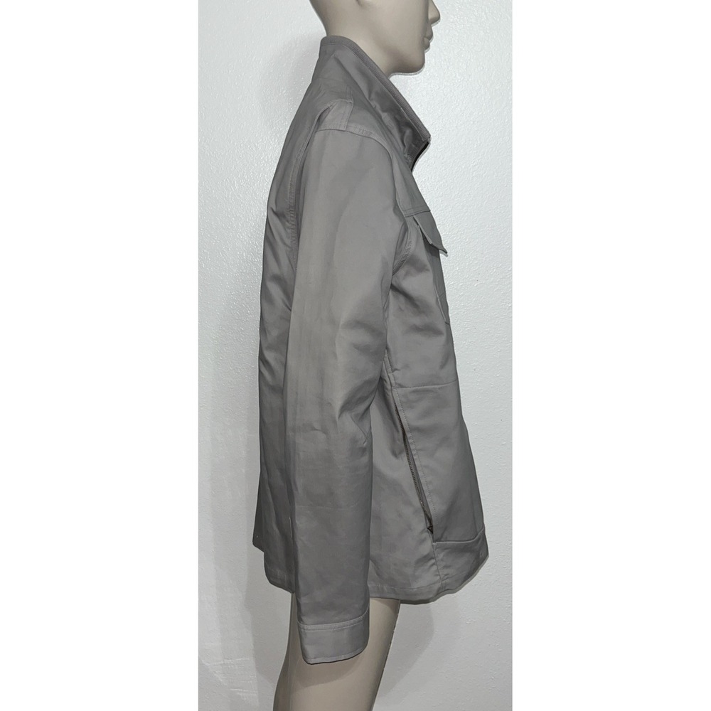 Oakley Mens Gray Moto Biker Chore Jacket Zip Front Logo Snap Cuffs Sz Large - Picture 2 of 16